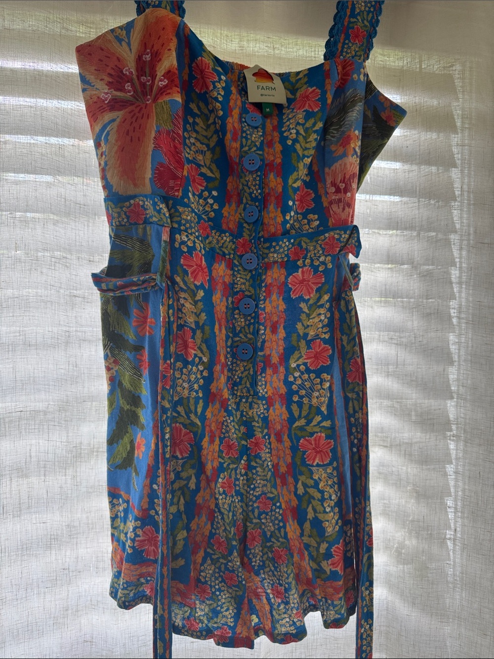 FARM Rio Blue Floral Belted Romper - Picture 4 of 5
